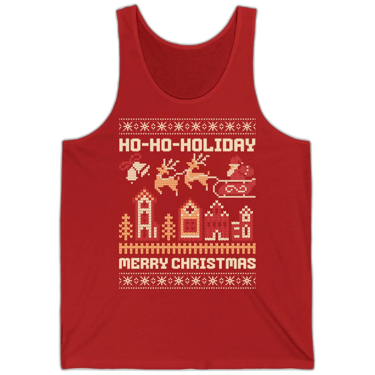 Ho Ho Holiday Ugly Christmas Sweater Tank in Red