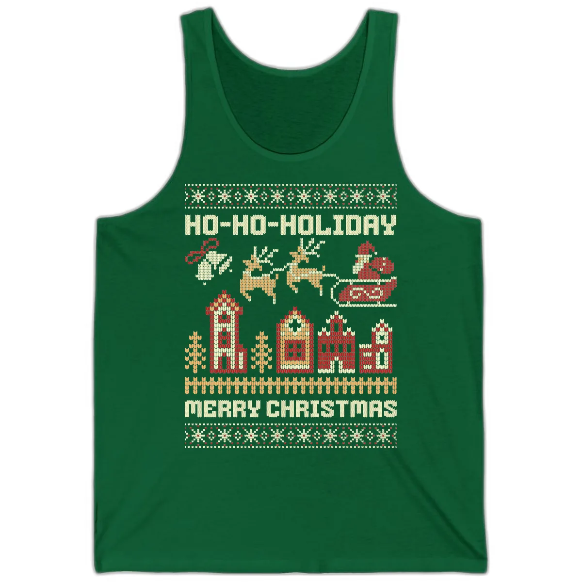 Ho Ho Holiday Ugly Christmas Sweater Tank in Kelly