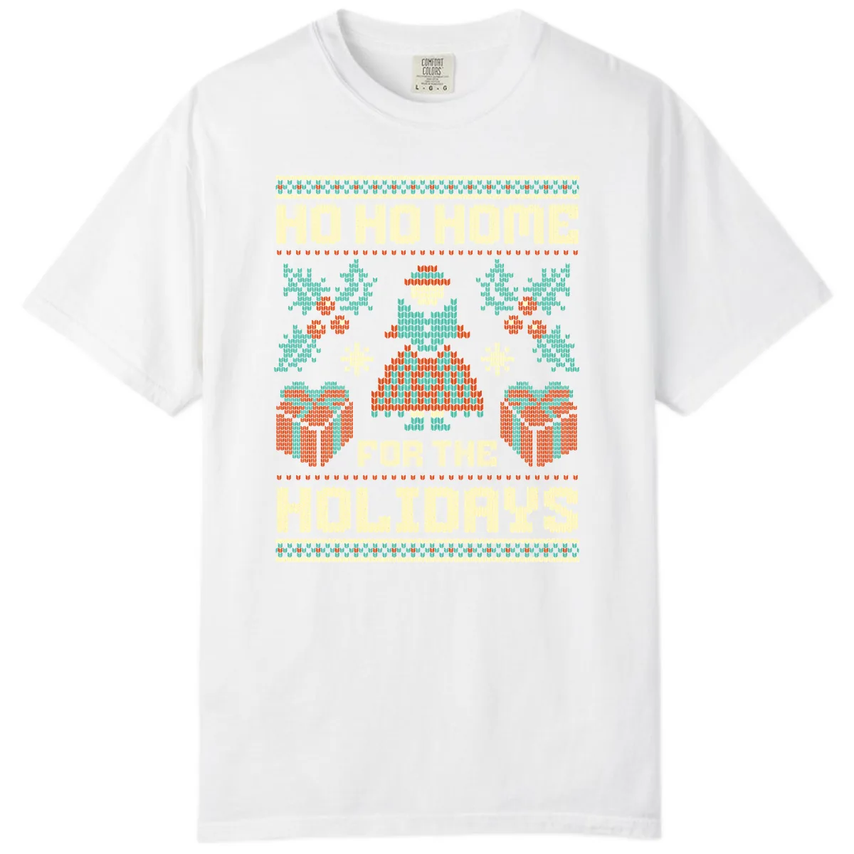 Ho Ho Home For The Holidays Ugly Sweater Comfort Color in White