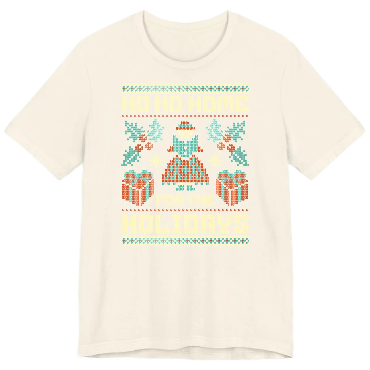 Ho Ho Home For The Holidays Ugly Sweater Premium T-Shirt in Natural