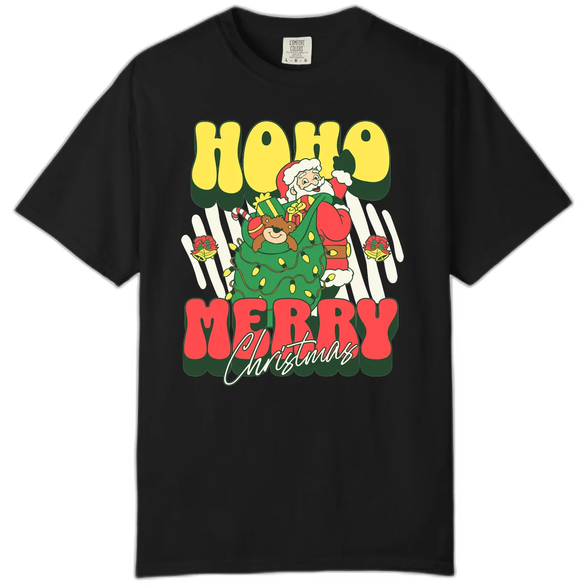 Ho Ho Merry Christmas Santa Claus Comfort Color in Black