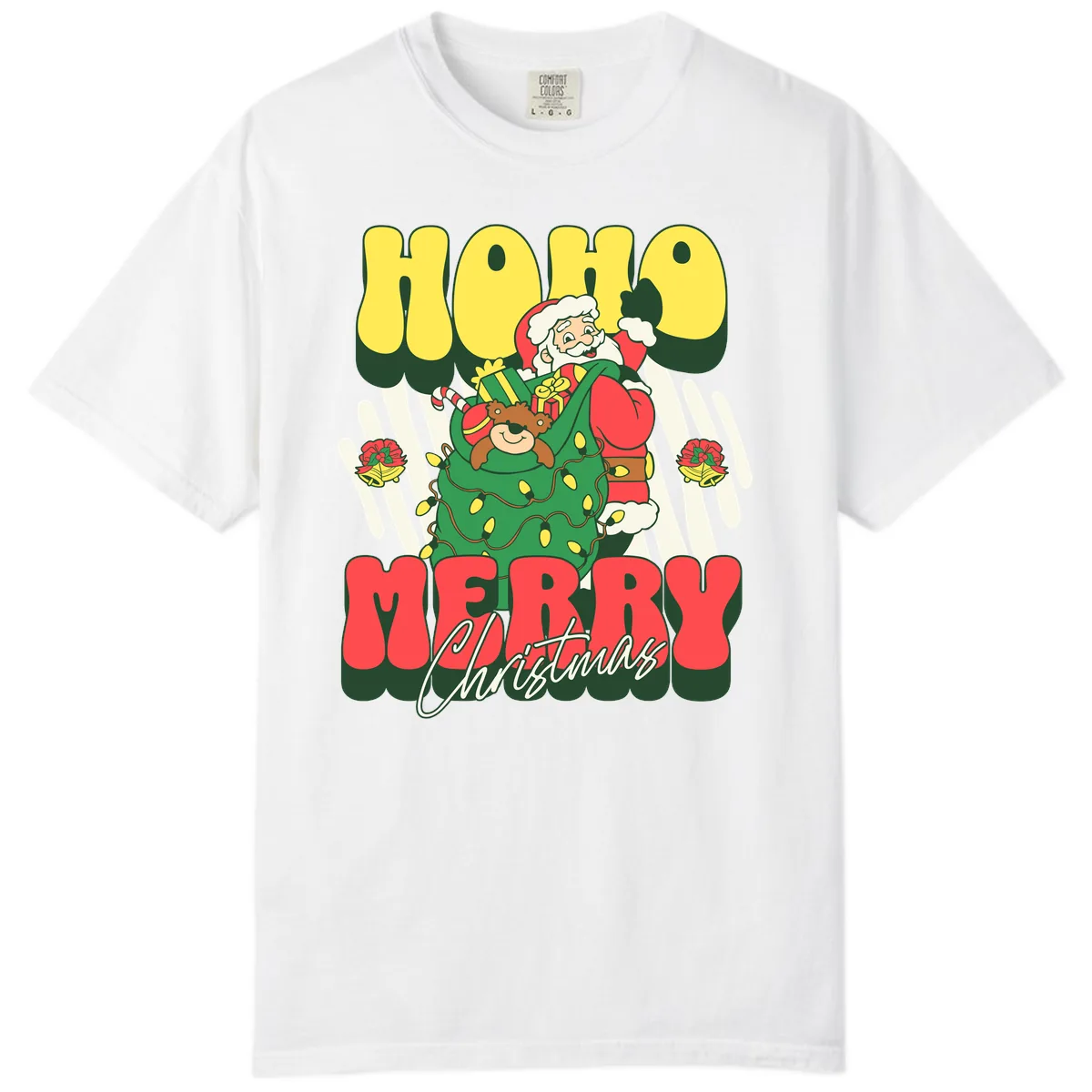 Ho Ho Merry Christmas Santa Claus Comfort Color in White