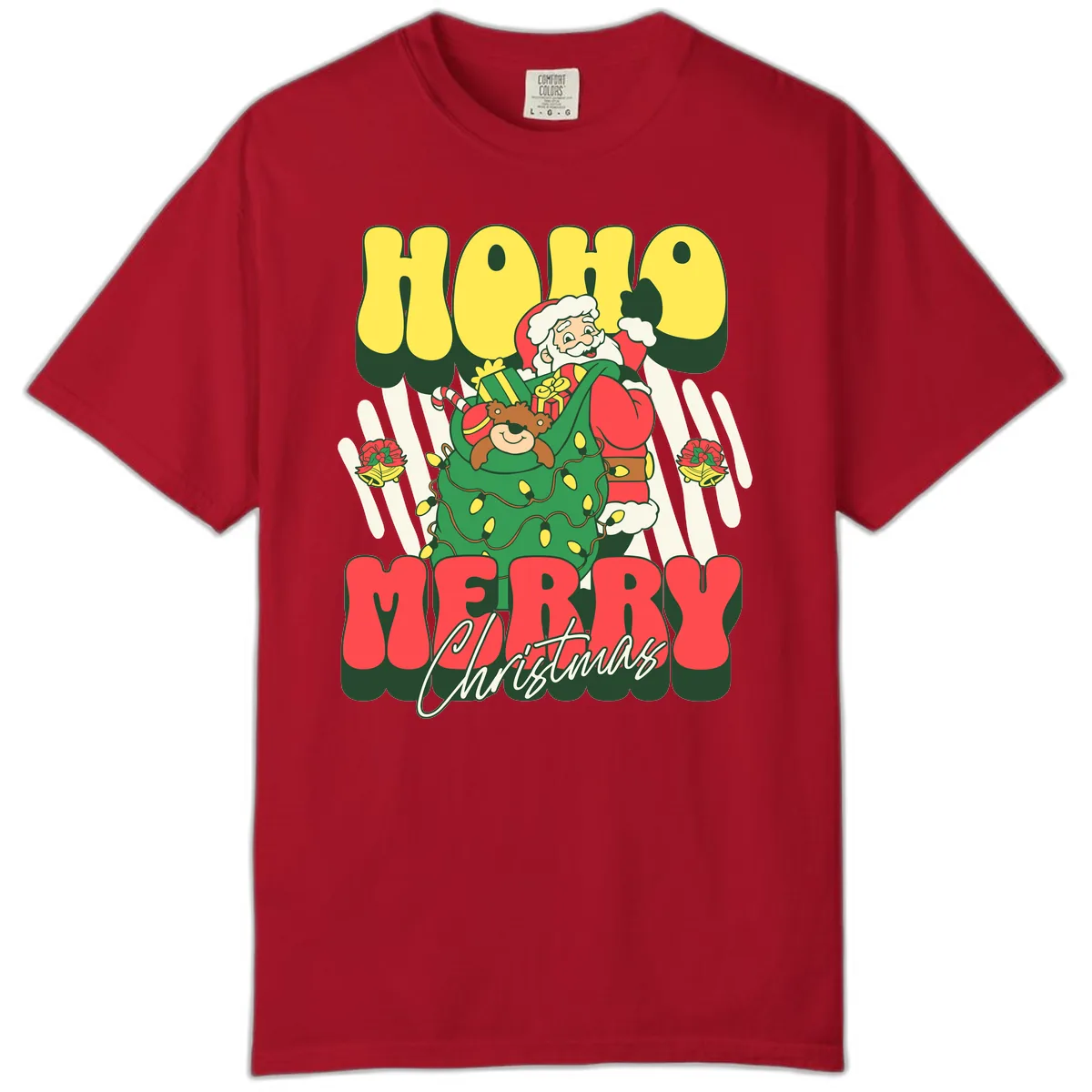 Ho Ho Merry Christmas Santa Claus Comfort Color in Red