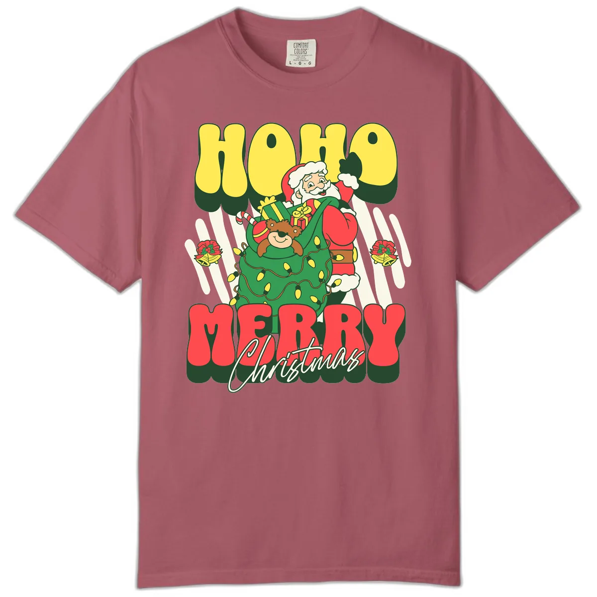 Ho Ho Merry Christmas Santa Claus Comfort Color in Crimson