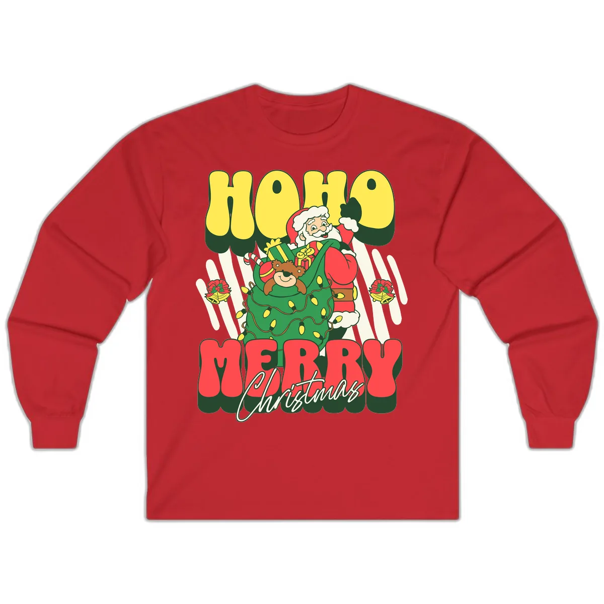 Ho Ho Merry Christmas Santa Claus Long Sleeve in Red
