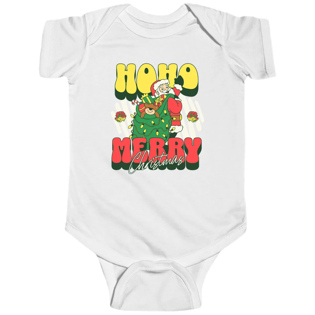 Ho Ho Merry Christmas Santa Claus Baby Onesie in White