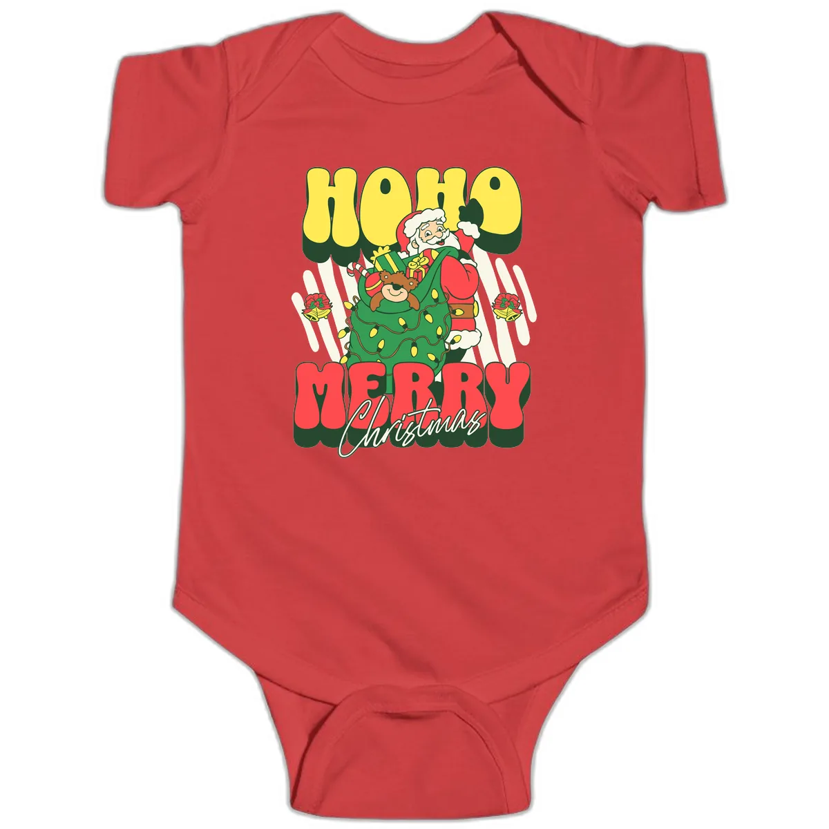 Ho Ho Merry Christmas Santa Claus Baby Onesie in Red