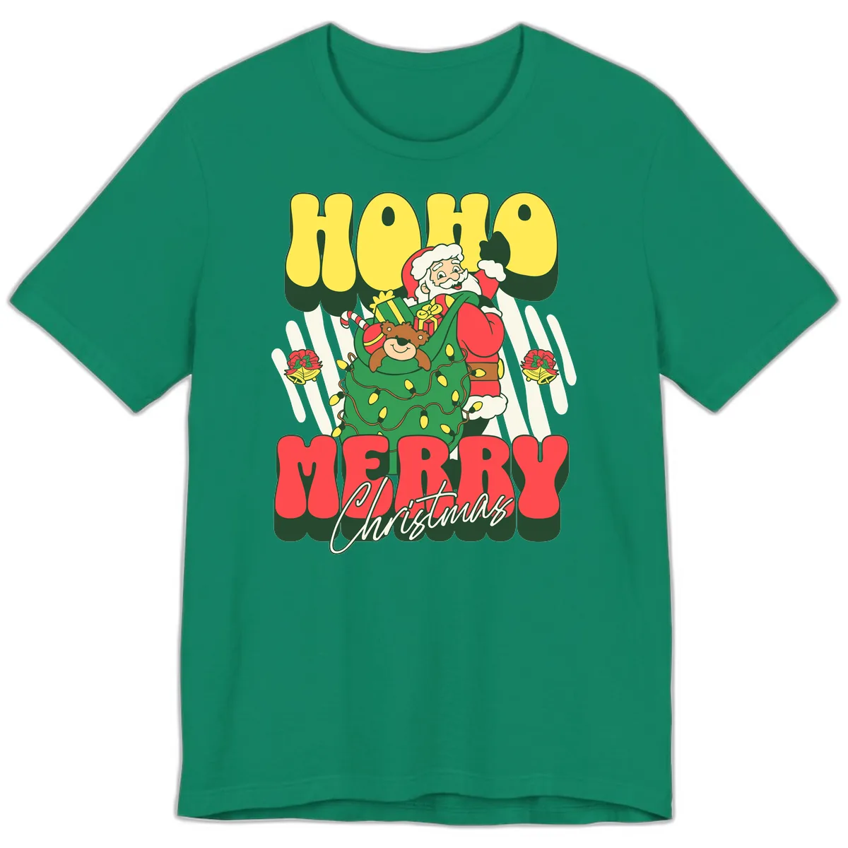 Ho Ho Merry Christmas Santa Claus Premium T-Shirt in Kelly
