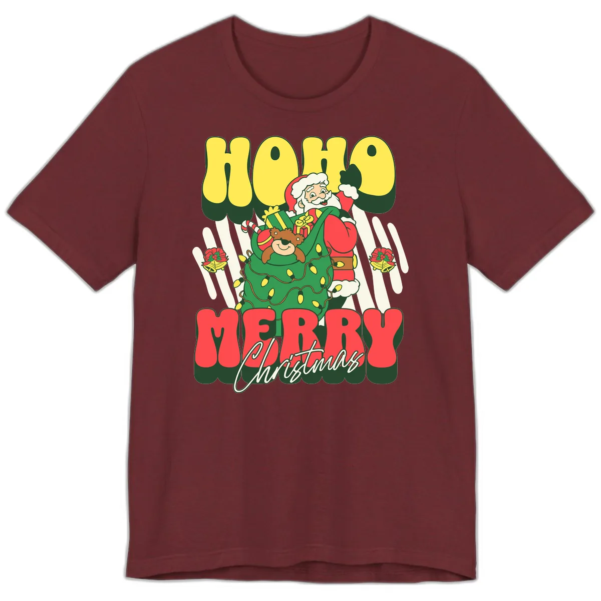 Ho Ho Merry Christmas Santa Claus Premium T-Shirt in Heather Cardinal