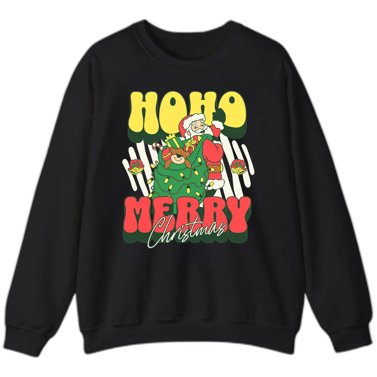 Ho Ho Merry Christmas Santa Claus Sweatshirt in Black