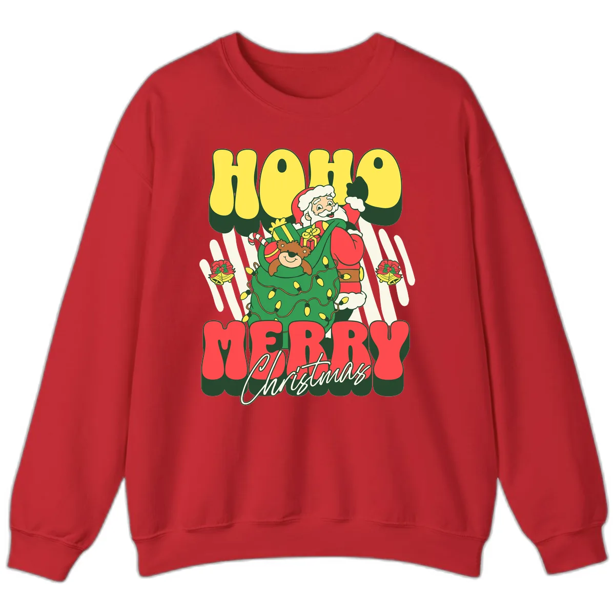 Ho Ho Merry Christmas Santa Claus Sweatshirt in Red