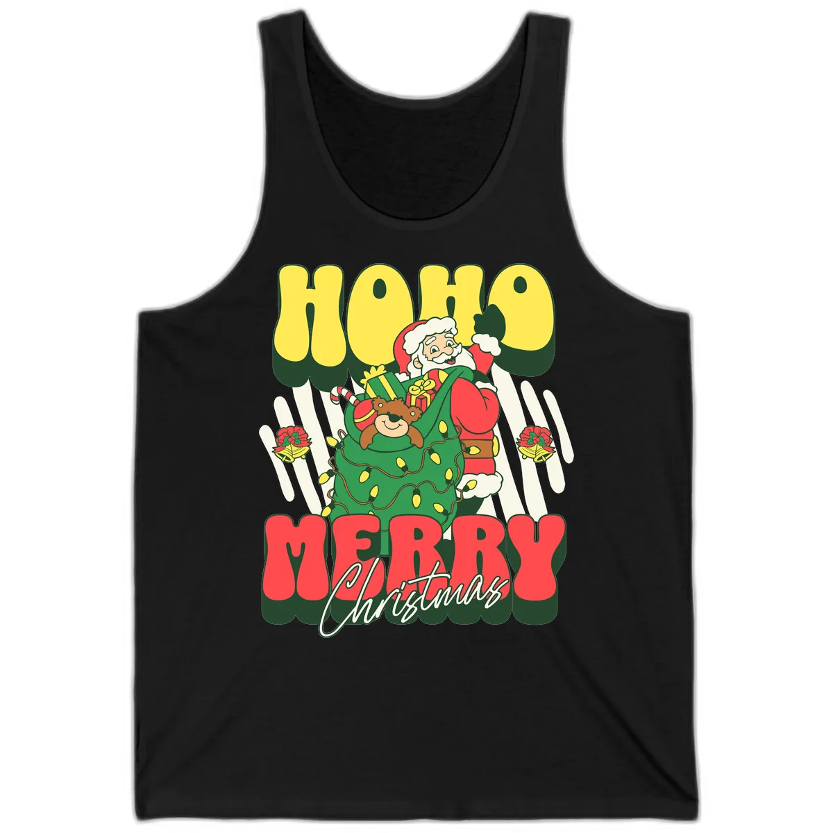 Ho Ho Merry Christmas Santa Claus Tank in Black
