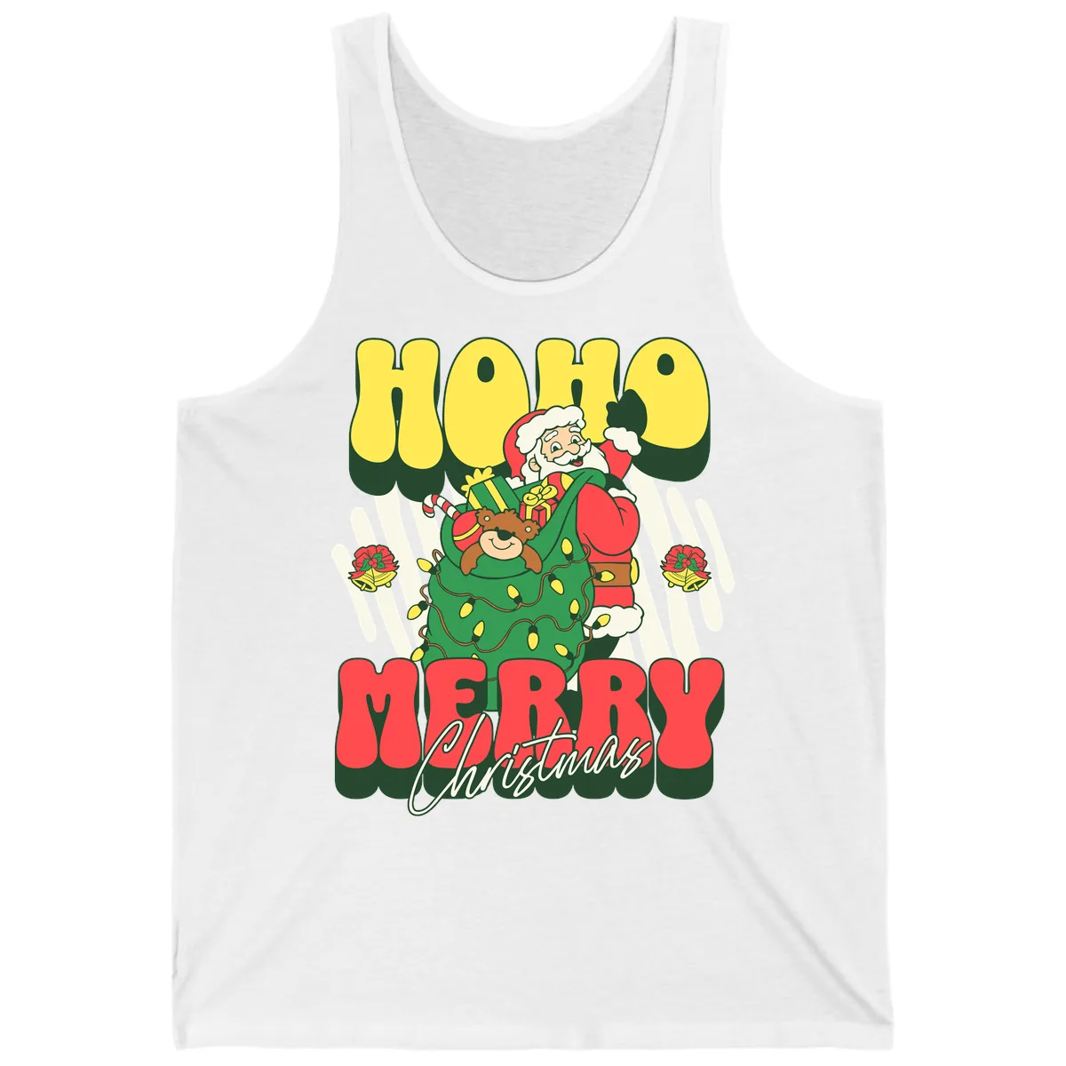 Ho Ho Merry Christmas Santa Claus Tank in White