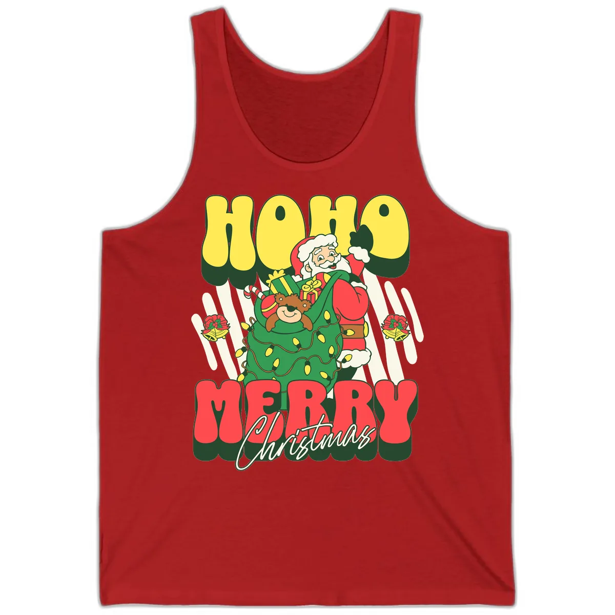 Ho Ho Merry Christmas Santa Claus Tank in Red