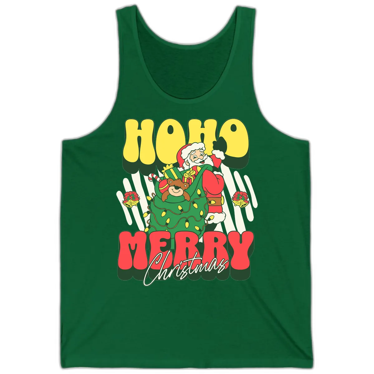 Ho Ho Merry Christmas Santa Claus Tank in Kelly