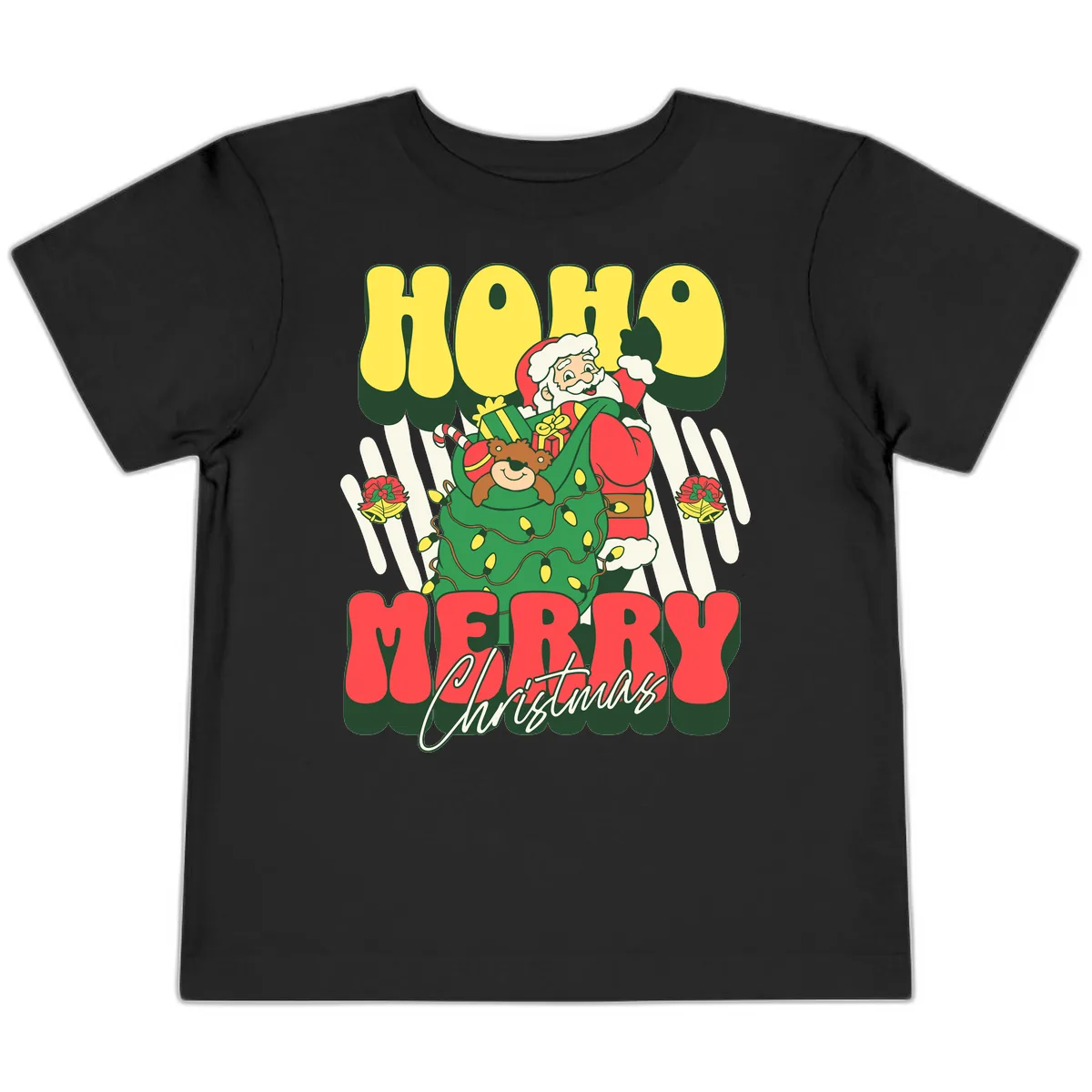 Ho Ho Merry Christmas Santa Claus Toddler T-Shirt in Black