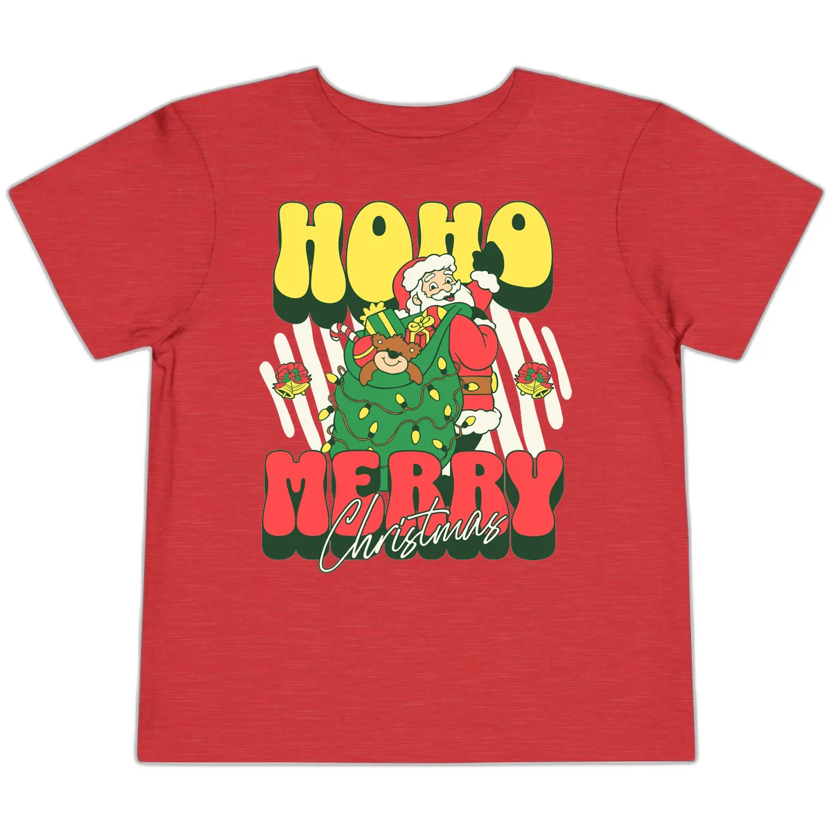 Ho Ho Merry Christmas Santa Claus Toddler T-Shirt in Heather Red