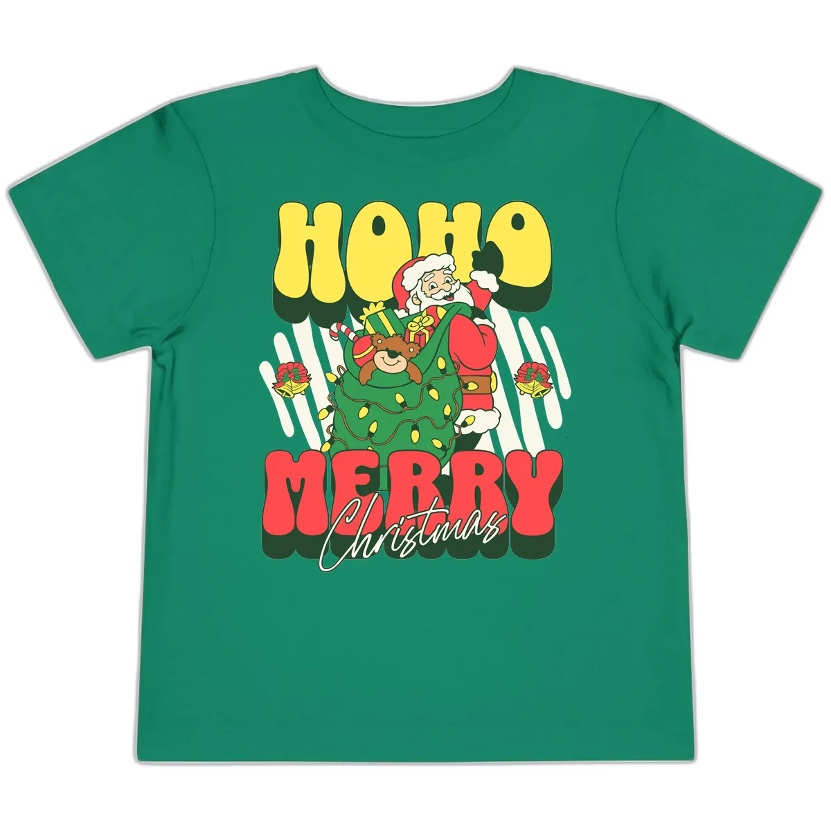 Ho Ho Merry Christmas Santa Claus Toddler T-Shirt in Kelly