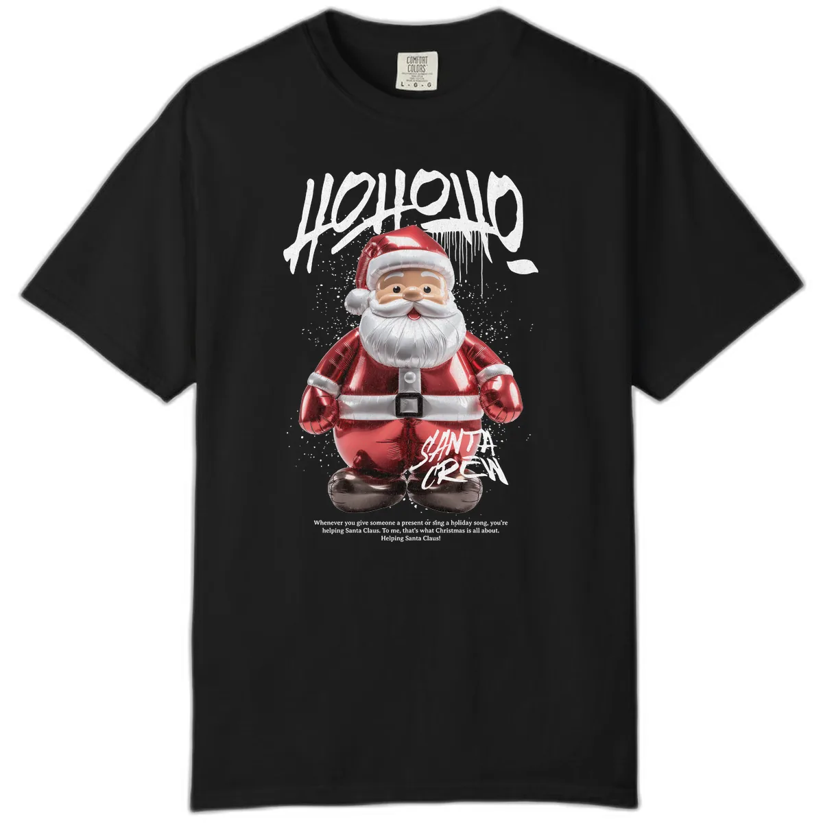 Hoholo Ho Ho Santa Crew Christmas Comfort Color in Black