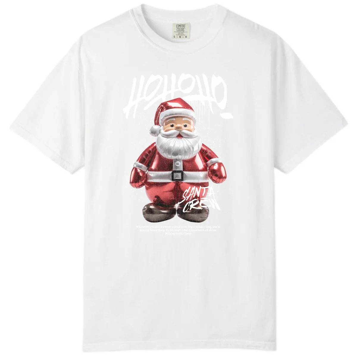 Hoholo Ho Ho Santa Crew Christmas Comfort Color in White