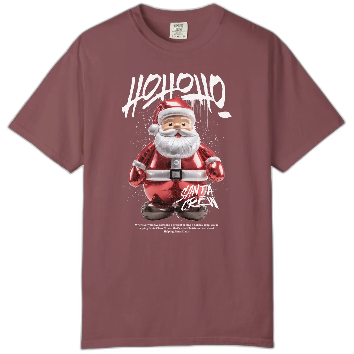 Hoholo Ho Ho Santa Crew Christmas Comfort Color in Brick