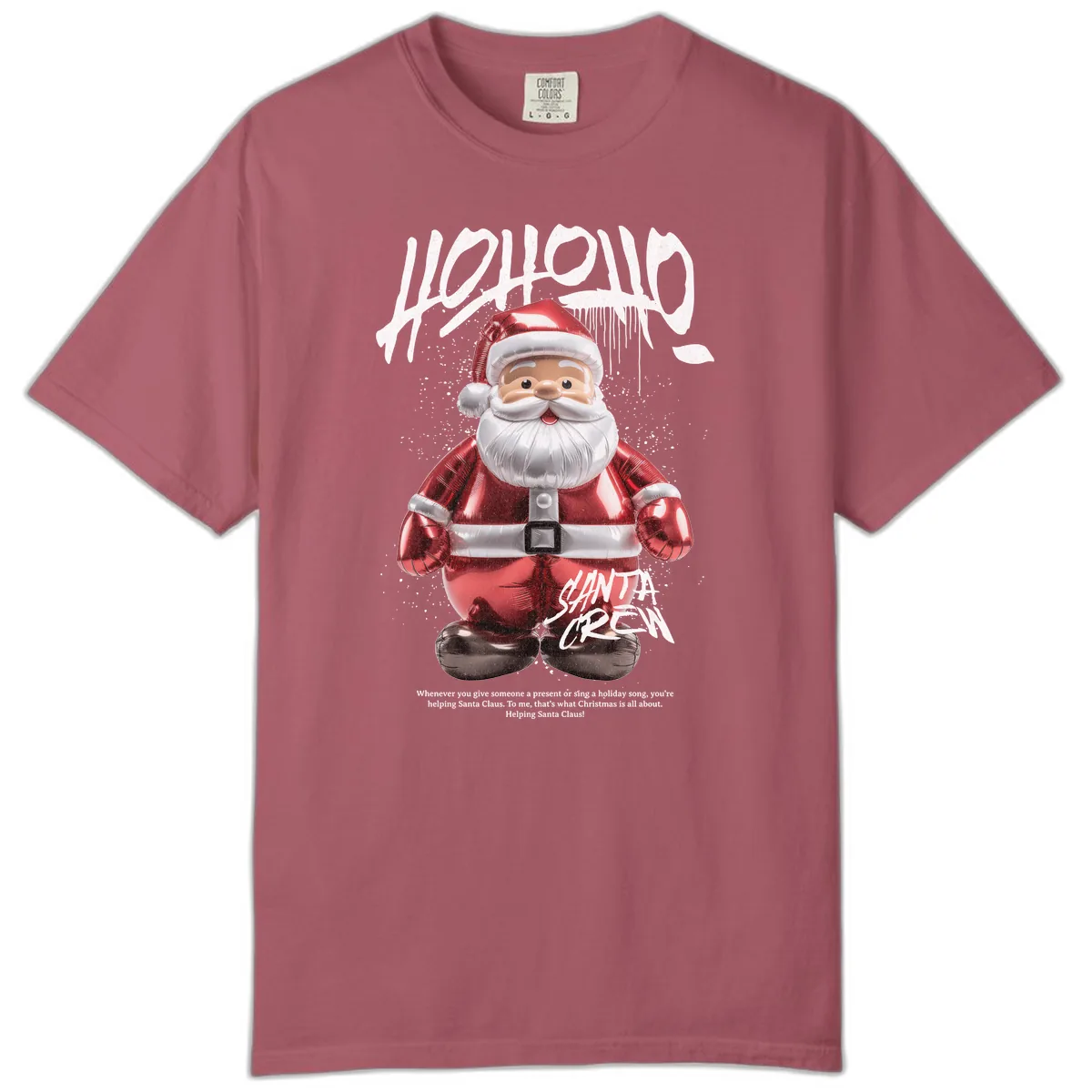 Hoholo Ho Ho Santa Crew Christmas Comfort Color in Crimson
