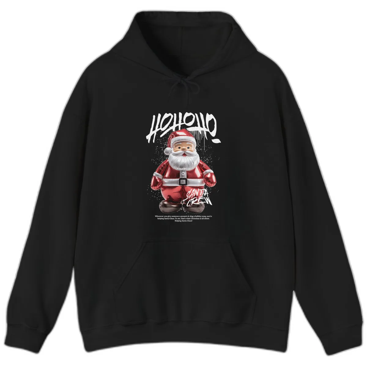 Hoholo Ho Ho Santa Crew Christmas Hoodie in Black
