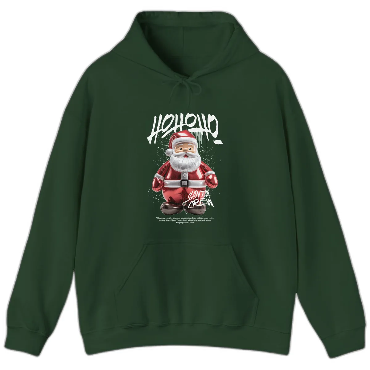 Hoholo Ho Ho Santa Crew Christmas Hoodie in Forest Green
