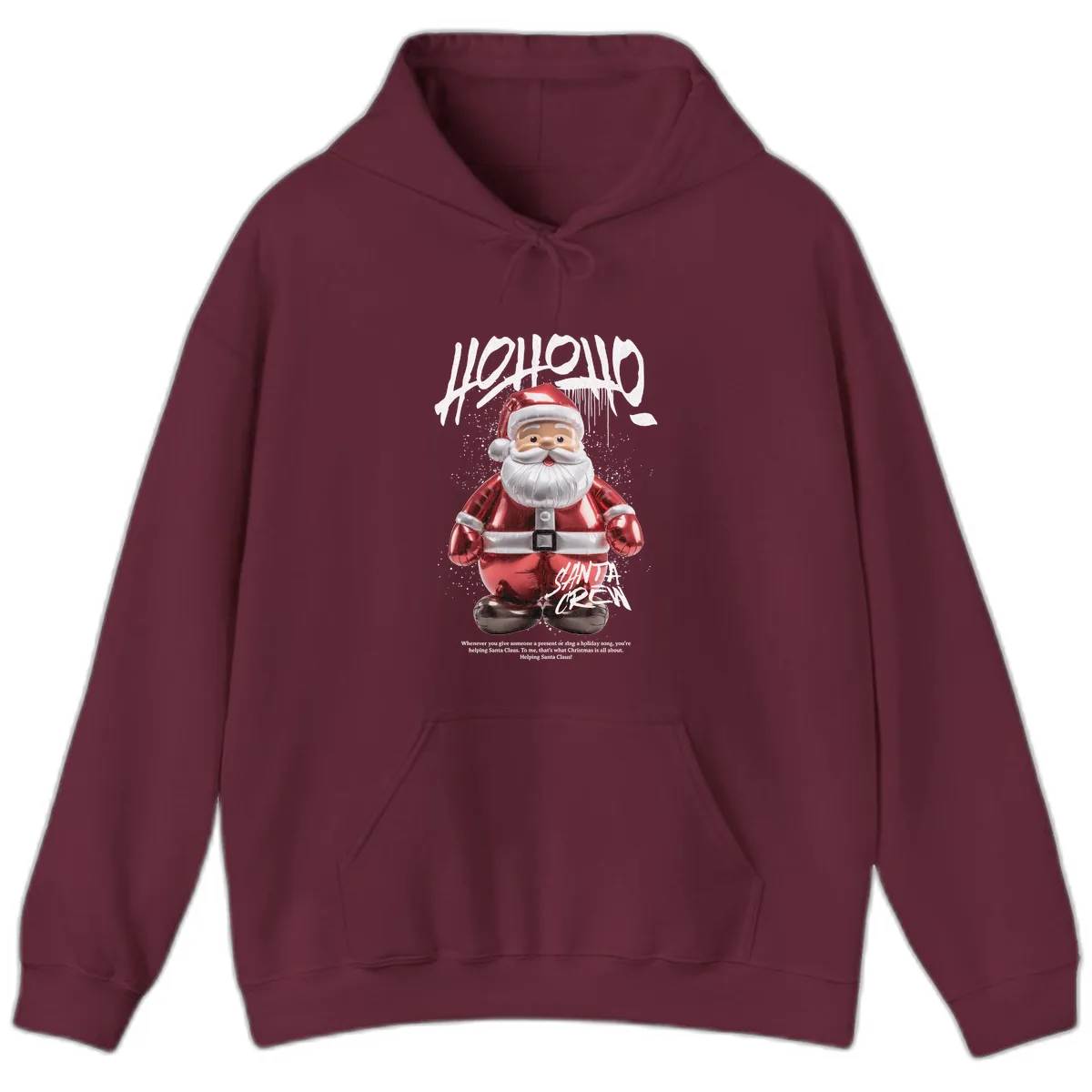 Hoholo Ho Ho Santa Crew Christmas Hoodie in Maroon