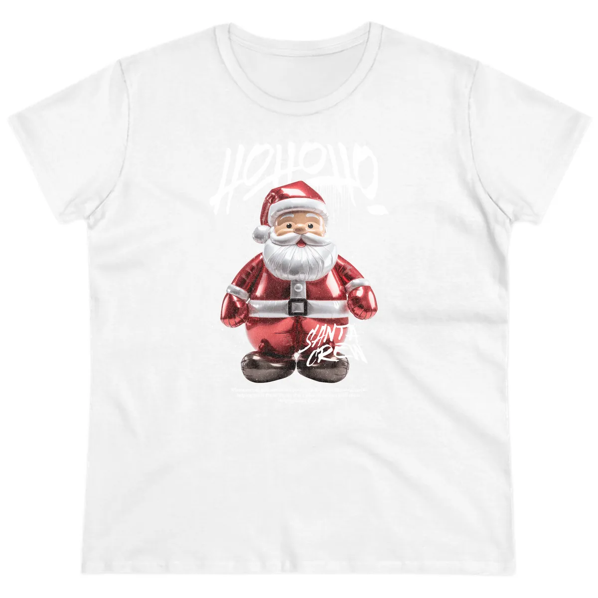 Hoholo Ho Ho Santa Crew Christmas Ladies Tee in White