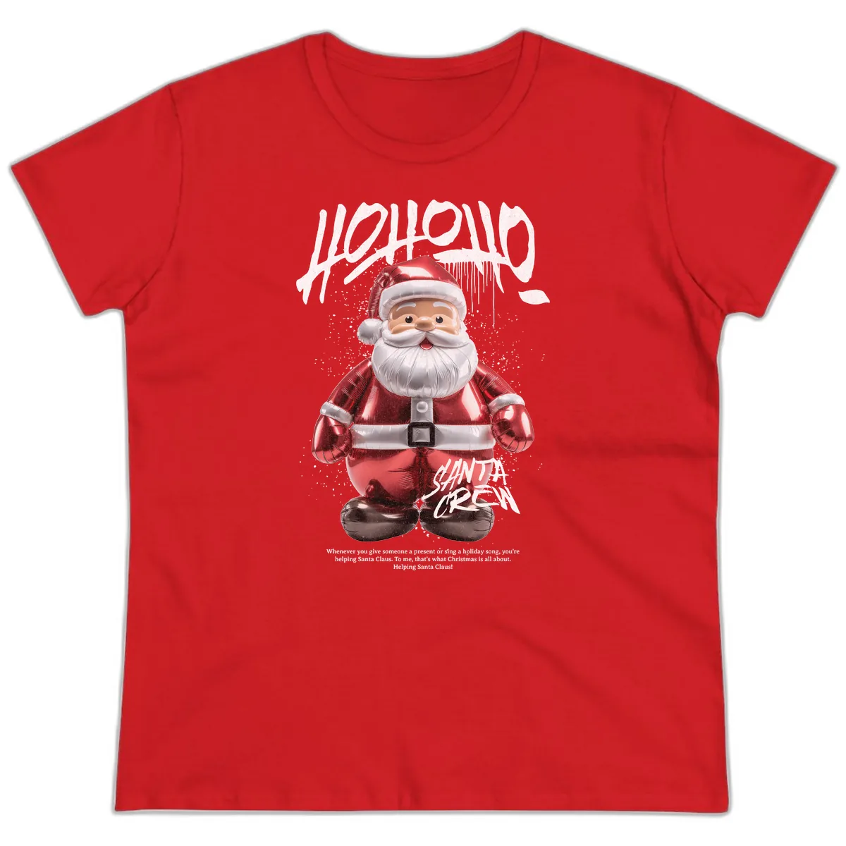 Hoholo Ho Ho Santa Crew Christmas Ladies Tee in Red