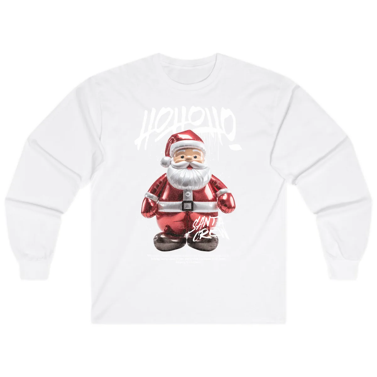 Hoholo Ho Ho Santa Crew Christmas Long Sleeve in White