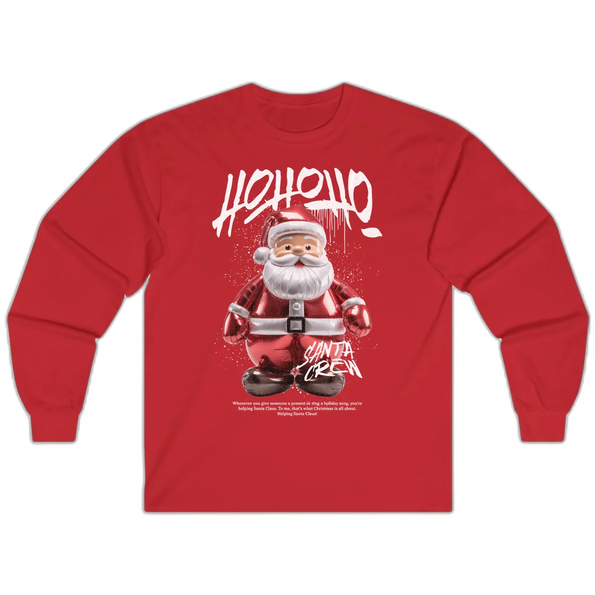 Hoholo Ho Ho Santa Crew Christmas Long Sleeve in Red