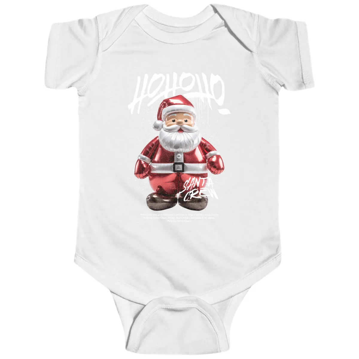 Hoholo Ho Ho Santa Crew Christmas Baby Onesie in White