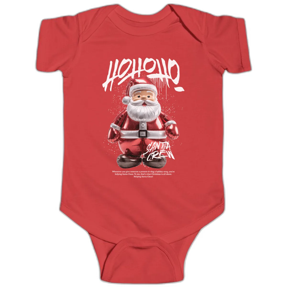 Hoholo Ho Ho Santa Crew Christmas Baby Onesie in Red