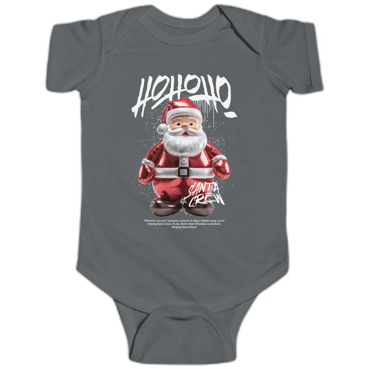 Hoholo Ho Ho Santa Crew Christmas Baby Onesie in Charcoal