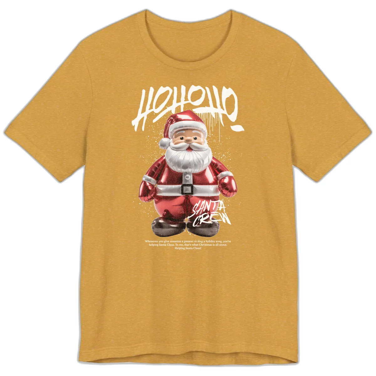 Hoholo Ho Ho Santa Crew Christmas Premium T-Shirt in Heather Mustard