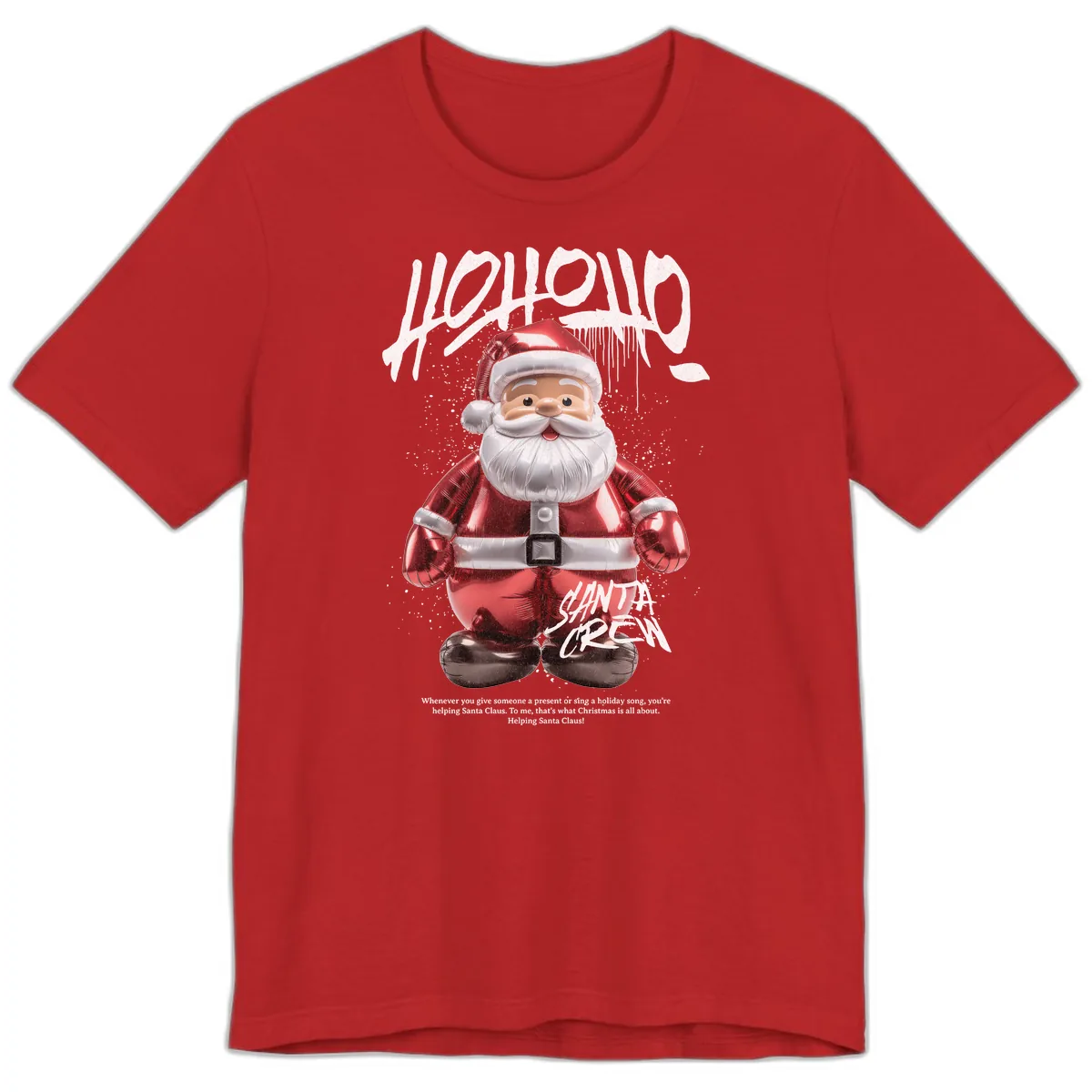 Hoholo Ho Ho Santa Crew Christmas Premium T-Shirt in Red