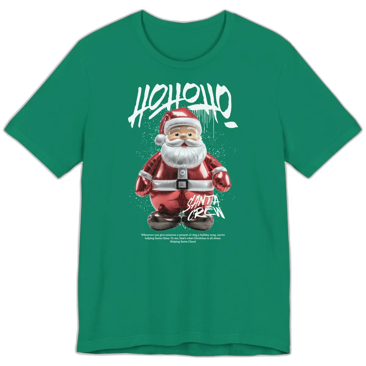 Hoholo Ho Ho Santa Crew Christmas Premium T-Shirt in Kelly