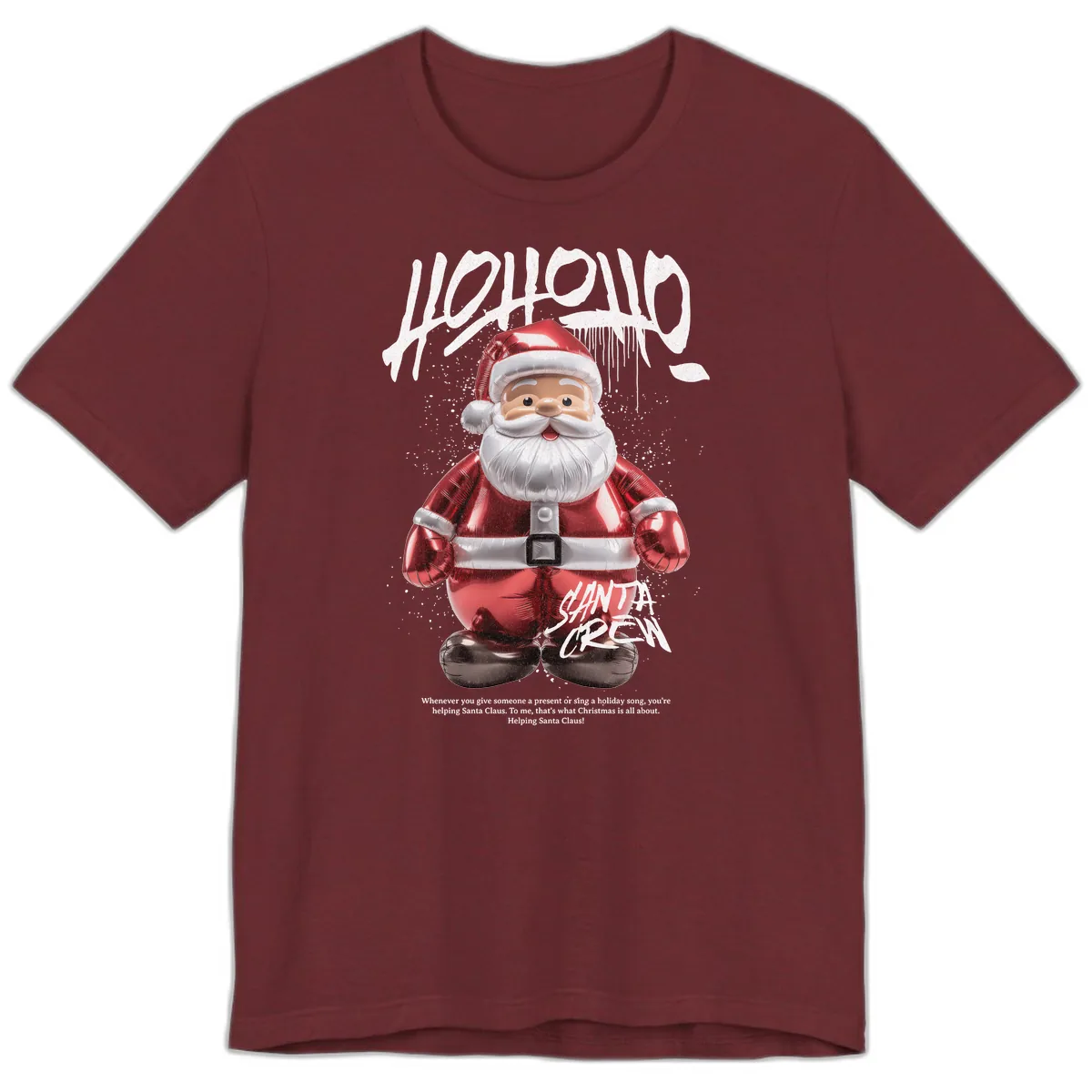 Hoholo Ho Ho Santa Crew Christmas Premium T-Shirt in Heather Cardinal