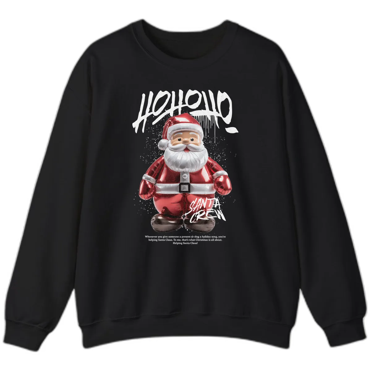 Hoholo Ho Ho Santa Crew Christmas Sweatshirt in Black