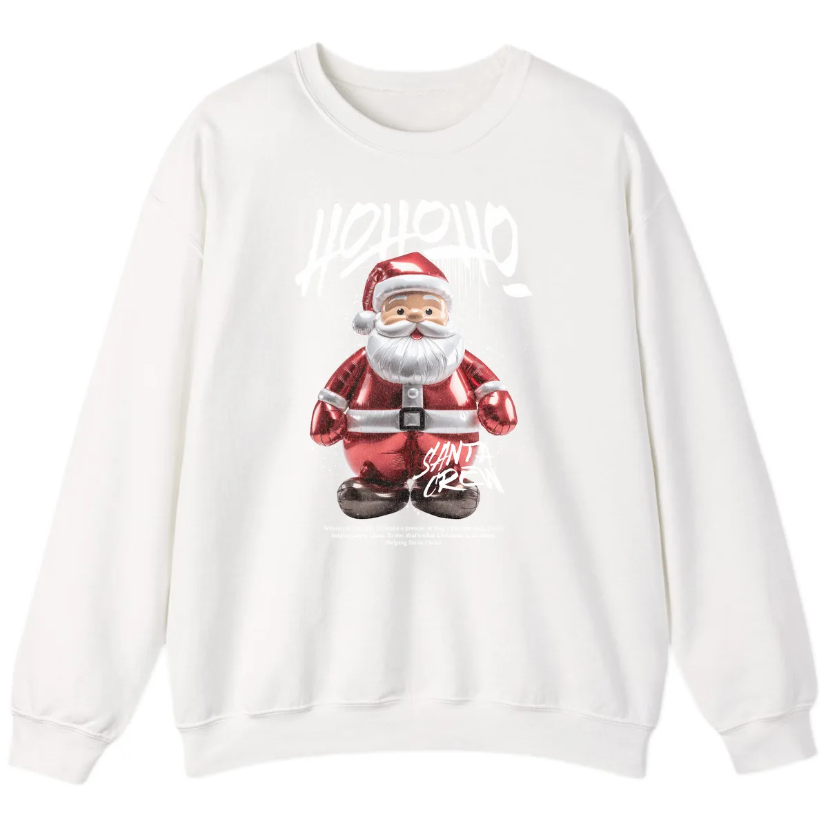Hoholo Ho Ho Santa Crew Christmas Sweatshirt in White