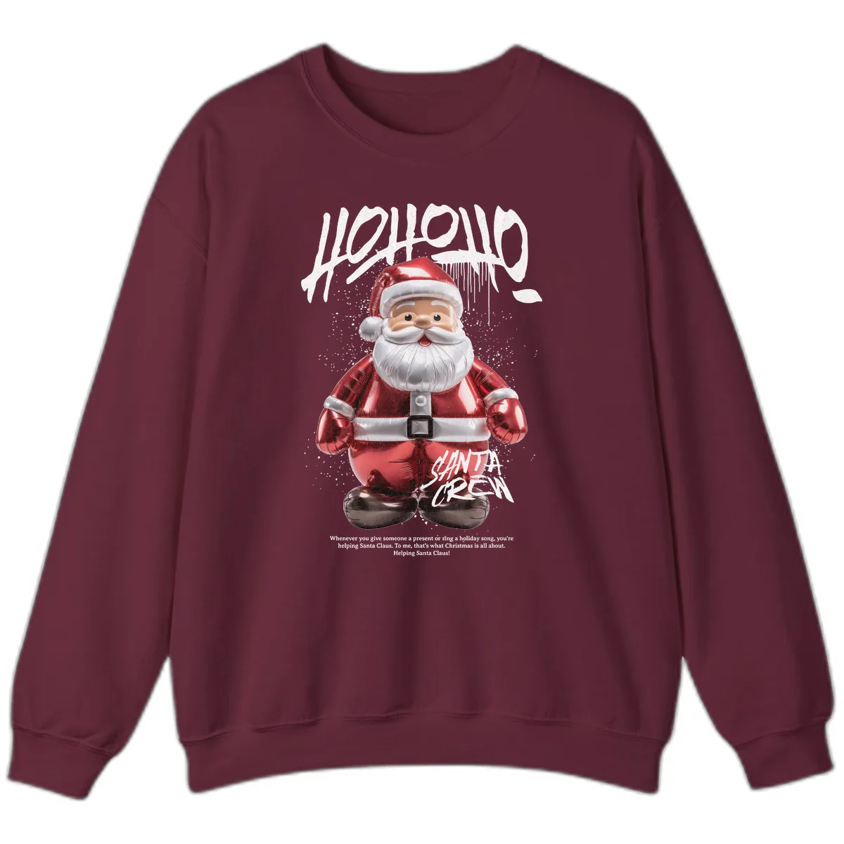 Hoholo Ho Ho Santa Crew Christmas Sweatshirt in Maroon
