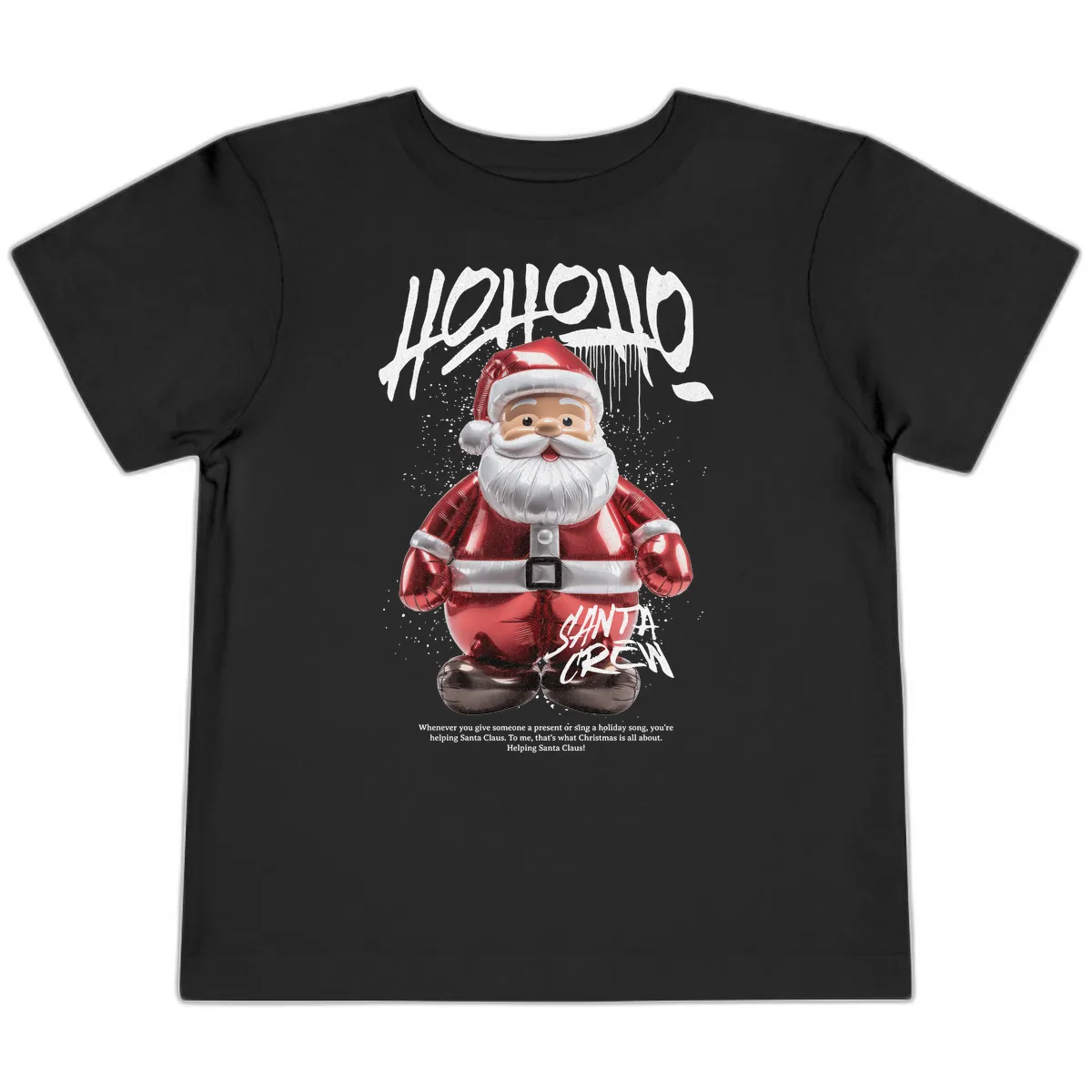 Hoholo Ho Ho Santa Crew Christmas Toddler T-Shirt in Black