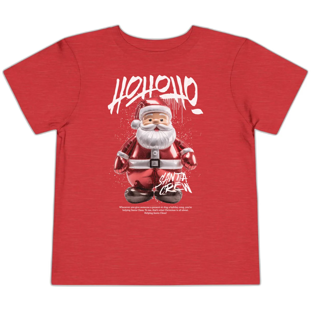 Hoholo Ho Ho Santa Crew Christmas Toddler T-Shirt in Heather Red