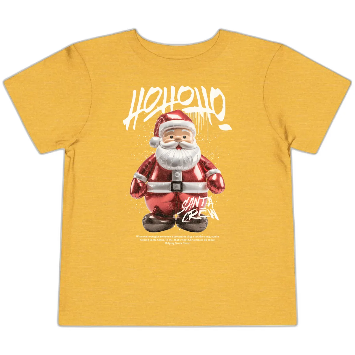 Hoholo Ho Ho Santa Crew Christmas Toddler T-Shirt in Heather Yellow Gold