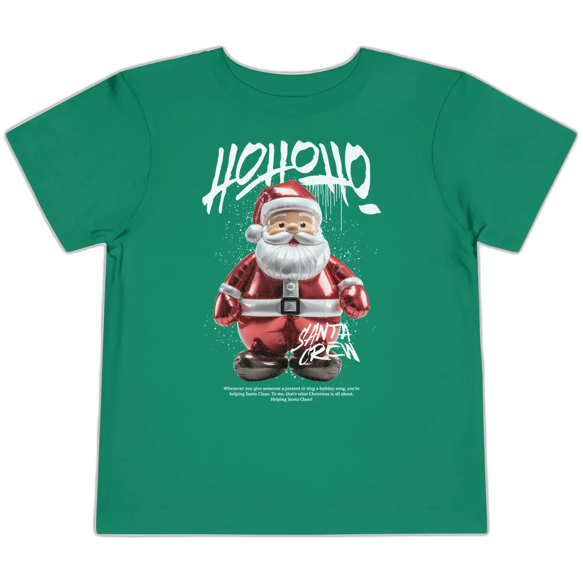 Hoholo Ho Ho Santa Crew Christmas Toddler T-Shirt in Kelly