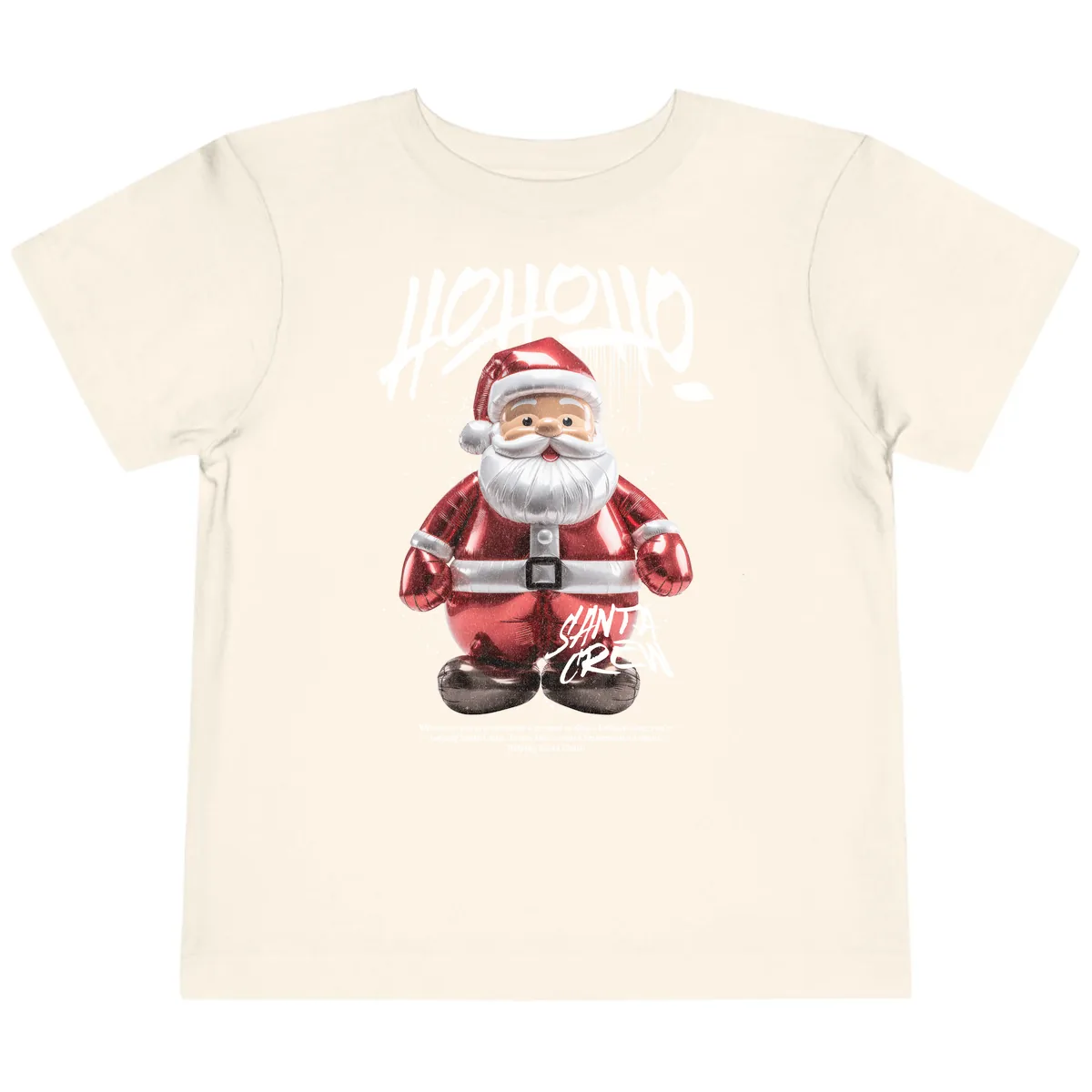 Hoholo Ho Ho Santa Crew Christmas Toddler T-Shirt in Natural
