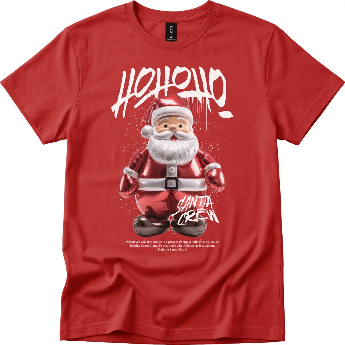 Hoholo Ho Ho Santa Crew Christmas T-Shirt in Red