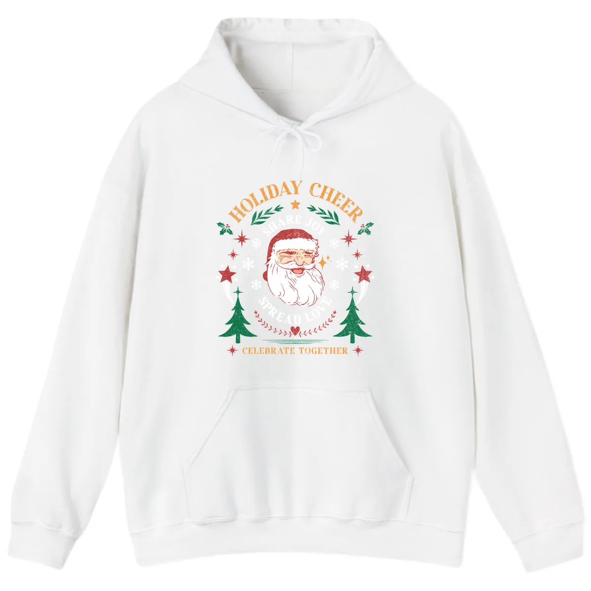 Holiday Cheer Santa Claus Celebration Hoodie in White
